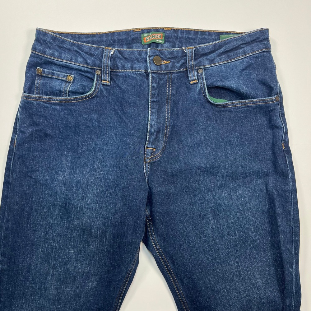 Tecovas Ranchwear Straight Leg Jeans Mens 34x32 Dark Blue Premium Denim - Picture 12 of 12
